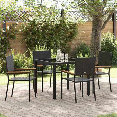 Garden Dining Set 5 pcs Black Poly Rattan 3365387