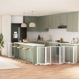 Dog Gate with Door Foldable 12 Panels White 600 cm Poplar Wood 3155539