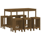 7 Piece Garden Bar Set Honey Brown Solid Wood Pine 3157754
