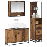 Bathroom Furniture Set with Door 3 pcs Old Wood Engineered Wood 3402414