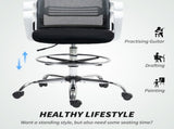 Draughtsman Chair, Mesh Drafting Chair, Ergonomic Office Chair with Lumbar Support, Adjustable Foot T3398P344561