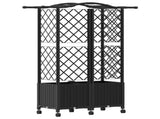Raised Bed with Trellis and Roof Black 122 x 40 x 144 cm PP 3423022