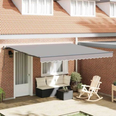 Retractable Awning Manual Light grey 400 x 350 cm Fabric 3330803