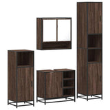 ZNTS 4 Piece Bathroom Furniture Set Brown Oak Engineered Wood 3301239