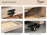 Wooden Hamster Cage, Mice Rodent Small Animals Kit Hutch, 3 Tiers Exercise Play House, with Wheels, T3398P555150