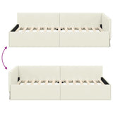 Corner Bed Frame with Headboard Cream 80 cm x 200 cm Velvet 42016068
