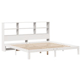 Bookcase Bed without Mattress White 180x200 cm Super King Solid Wood Pine 3322569