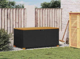Garden Storage Box Black 110x55x63 cm Poly Rattan Acacia Wood 366285