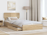 Storage Bed with Drawer Sonoma Oak 90 x 190 cm Engineered Wood 3412320