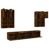 7 Piece TV Wall Cabinet Set with LED Lights Smoked Oak 3216775