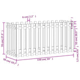 Garden Raised Bed with Fence Design White 150x50x70 cm Solid Wood Pine 832498