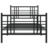 Metal Bed Frame without Mattress with Footboard Black 107x203cm 376338