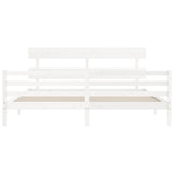 Bed Frame without Mattress White 200x200 cm Solid Wood 3195112