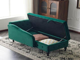 Velvet Chaise Lounge Sofa with Storage, Upholstered Chaise lounge Couch with Pillow for Living Room, N652P201198N