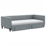 Daybed with Trundle and Drawers Light Grey 90x190 cm Fabric 3196653