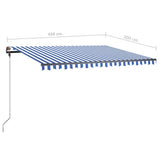 Manual Retractable Awning with LED 450x300 cm Blue and White 3069761