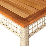 Garden Table Beige 140x80x75 cm Poly Rattan Acacia Wood 366278
