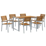 Garden Dining Set 7 pcs Grey and brown Solid acacia wood 3284360