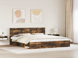 Bed Frame Smoked Oak 180 x 200 cm Solid Pine Wood 3410978