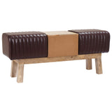 Bench 110 x 30 x 45 cm Real Leather Dark Brown 42042121