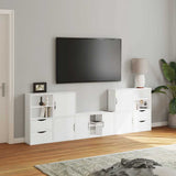 5 Piece TV Units with Storage ODDA White Solid Wood Pine 3365375