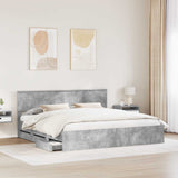 Bed Frame with Drawer Concrete Grey 200 x 200 cm Engineer Wood 3410675