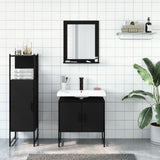 3 Piece Bathroom Cabinet Set Black Engineered Wood 3214344