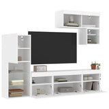 6 Piece TV Wall Units with LED White Engineered Wood 3216732