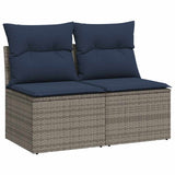 2 Piece Garden Sofa Set with Cushions Grey Poly Rattan Acacia 3325237