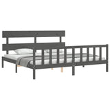 Bed Frame without Mattress Grey 200x200 cm Solid Wood Pine 3193293