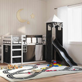 Bunk Bed without Mattress with Slide White and Black 90x200 cm 3284191