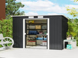 7 x 4ft Galvanised Steel Garden Shed, with Foundation Kit - Dark Grey T3398P377640