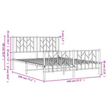 ZNTS Metal Bed Frame with Headboard and Footboard White 140x190 cm 374504