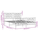 ZNTS Metal Bed Frame with Headboard and Footboard White 140x190 cm 374504