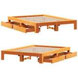 Bed Frame without Mattress Wax Brown 150x200 cm King Size Solid Wood Pine 3308998
