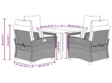 5 Piece Garden Dining Set with Cushions Grey Poly Rattan 3212863