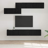 TV Cabinet Set with Drawer 7 pcs Black Oak Engineered Wood 3393487
