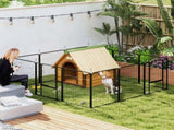 12-Panel Solid Dog Playpen with Doors, for Medium Dogs, 80cm High, Black T3398P349748