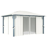 ZNTS Gazebo with Curtain&LED String Lights 4x3 m Cream Aluminium 3070335