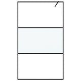 Walk-in Shower Wall Black 115x195 cm Half Frosted ESG Glass 152108