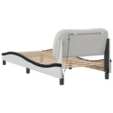Bed Frame with LED without Mattress "Hvar" White and Black 90x190 cm 3213905