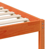 Bed Frame with Headboard Wax Brown 200 x 200 cm Solid Pine Wood 3385750