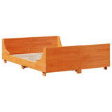 Bed Frame without Mattress Wax Brown 150x200 cm King Size Solid Wood Pine 3323766