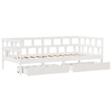 Daybed with Drawers without Mattress White 90x200 cm Solid Wood 3302084