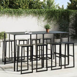 9 Piece Garden Bar Set Black Powder-coated Steel 3283754
