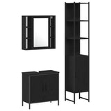 Bathroom Vanity Units with Shelf 3 pcs Black Engineered wood 3334385