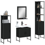 4 Piece Bathroom Cabinet Set Black Engineered Wood 3214354
