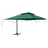 Cantilever Garden Parasol with Double Top Green 400x300 cm 312371