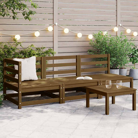 3 Piece Garden Lounge Set Honey Brown Solid Pinewood 805708