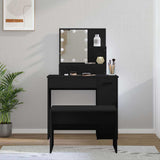 Dressing Table Set with LED Black Engineered Wood 3114116